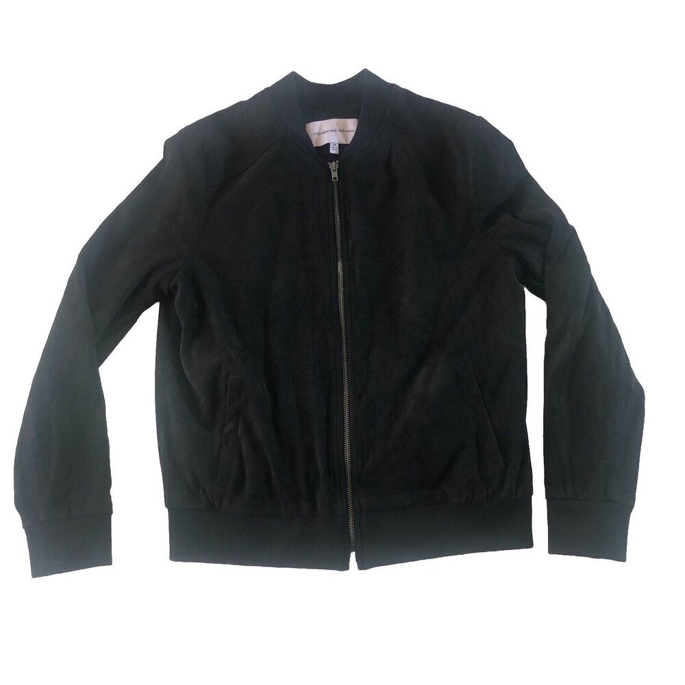 cupcakes and cashmere Faux Suede Black Zip Up Jacket Medium